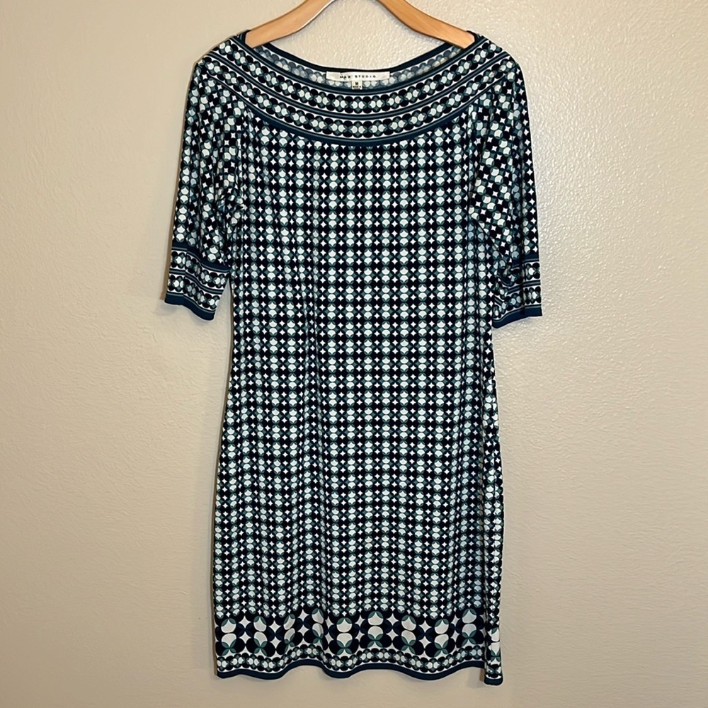 Max Studio Half Sleeve Geometric Pattern Dress